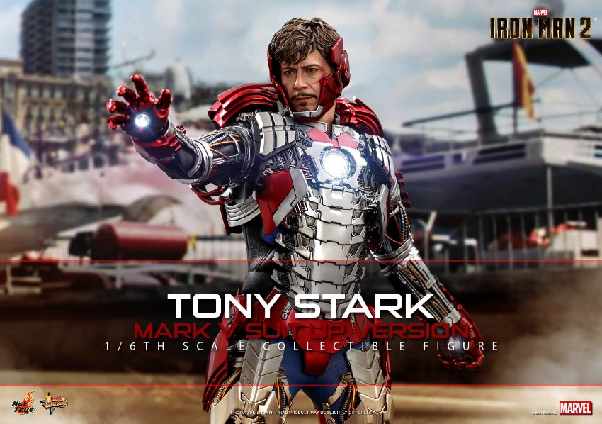 Tony Stark (Mark V Suit Up Version) Deluxe Hot Toys sixth scale figure