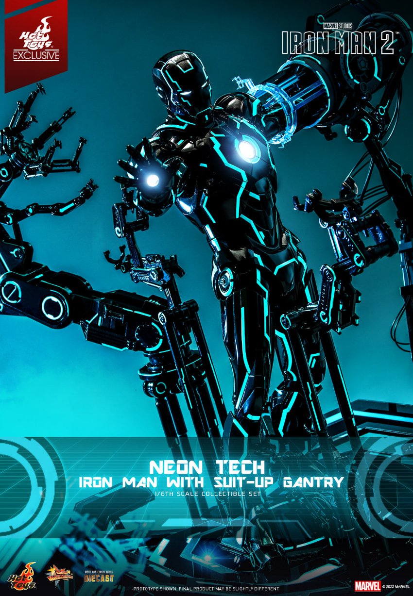 Neon Tech Iron Man w/Gantry Hot Toys sixth scale figure