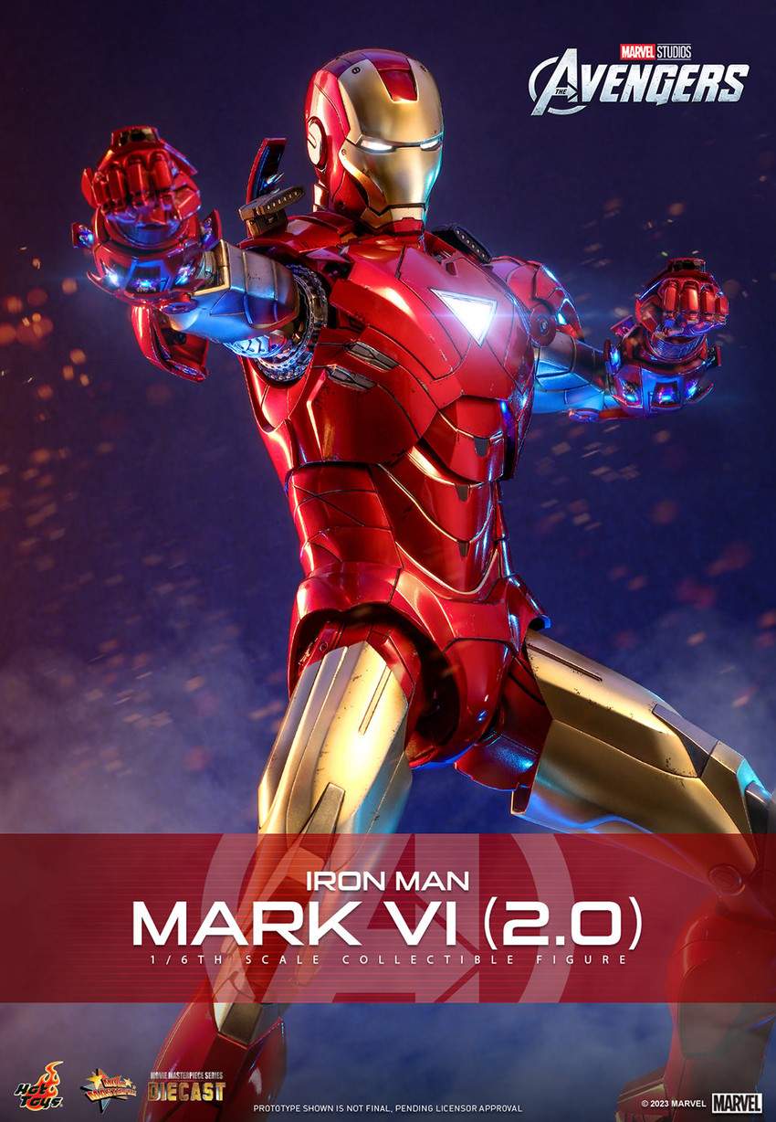 Iron Man Mark VI (2.0) with Suit-Up Gantry Hot Toys sixth scale figure